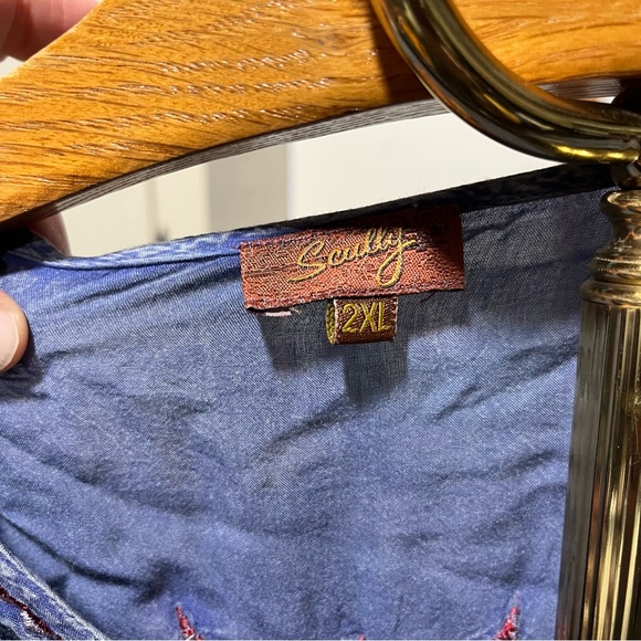 Scully Blue Floral Embroidered Blouse Bohemian Western 2X - Picture 7 of 10